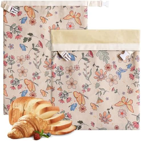2 Pack Beeswax Bread Bags for Homemade Sourdough Reusable Beeswax Bread Bag by AZLTC