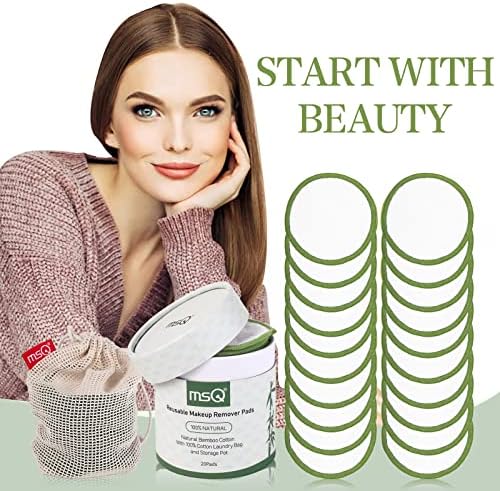 MSQ Reusable Makeup Remover Pads (20 Pack) with Washable Laundry Bag and Round Box for Storage, Bamboo Cotton Rounds for All Skin Types, Eco-Friendly Reusable Bamboo Cotton Pads - Image 7