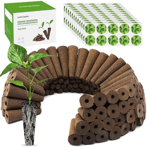 Ahopegarden 120 Pcs Seed Pod Kit for Aerogarden, Highly Breathable Hydroponics Replacement Pods Compatible with Most Indoor Hydroponic Systems,120 Grow Sponges & 120 Pod Labels by Ahopegarden