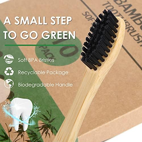 Bamboo Toothbrushes 10 Pack, Plant Based Medium Bristle Toothbrush - Image 4