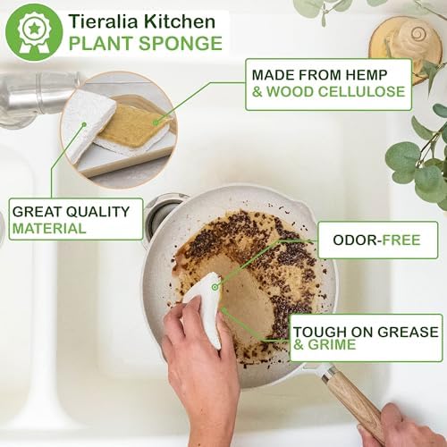 Tieralia Bamboo Dish Brush Gift Set – 5-Piece Kitchen Cleaning Set with Bottle Brush, Round Scrub Brush, Palm Brush & 2 Plant-Based Sponges | Wooden Handle Cleaning Tools for Dishes & Surfaces - Image 5