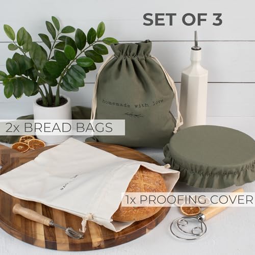 Beautiful Linen Bread Bag Set & Proofing Cover for Homemade Sourdough - Image 5