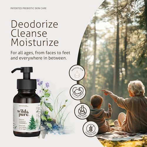 Wild & Pure Sensitive Skin Foaming Body Wash (8 oz) | Cleanser, Deodorizer, Moisturizer for Face, Hands, Body & Below the Belt | pH-Balanced, Microbiome-Friendly | EcoBalance Refillable Skincare - Image 2