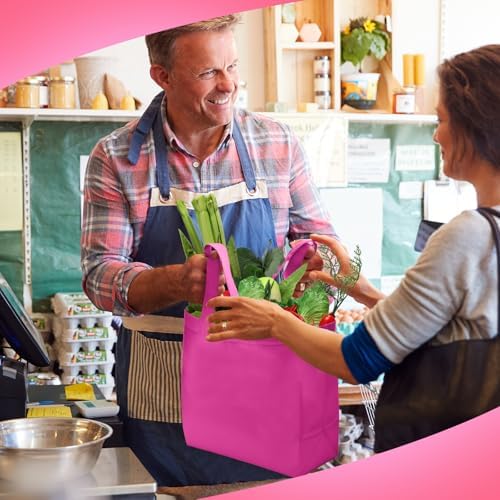 Reginary 100 PCS Non Woven Tote Bags Bulk,Rose Pink - Image 3