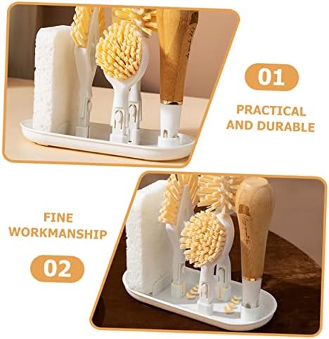 Mikinona 3-Head Kitchen Cleaning Brush Set Bamboo Dish Scrubber Replaceable Heads for Pots Sinks and Kitchen Gaps Sturdy Wood Pulp Cotton Material - Image 5