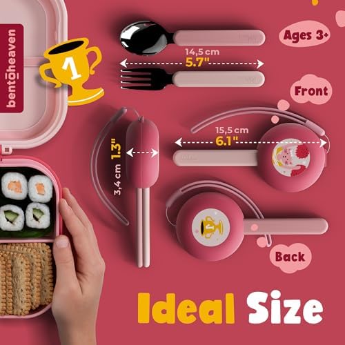 Bentoheaven Kids Utensils Set with Case, Reusable Fork & Spoon, Cats - Image 4