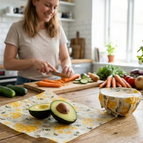 Reusable Beeswax Wraps Roll 13 x 39 Inch, Organic Eco-Friendly Sustainable Beeswax Food Wraps, Food Storage Wraps Beeswax Paper Cloth for Sandwich, Cheese, Fruit, Bread, Snacks - Image 5