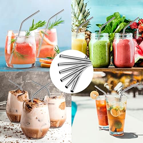 Besteek Home 6 Pcs Reusable Stainless Steel Metal Straws & Cleaning Brush - Image 6