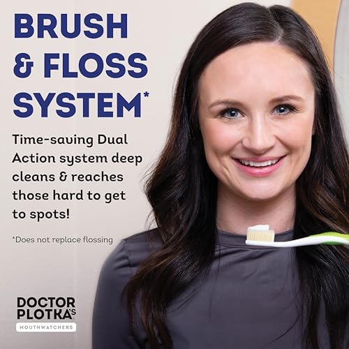 MOUTHWATCHERS Soft Flossing Manual Toothbrush, Adults, 4-Pack, Green - Image 2