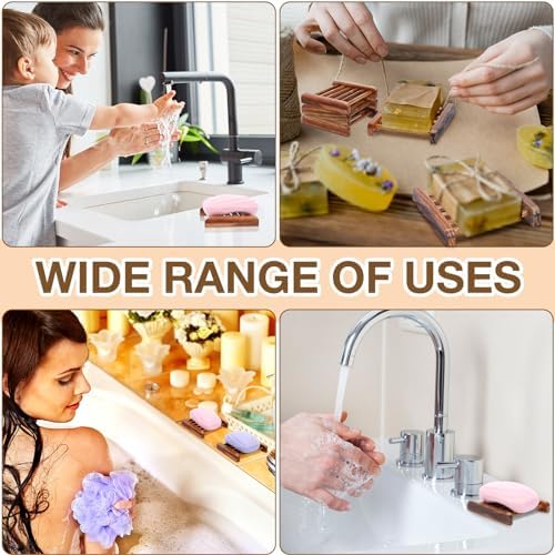 Amyhill 25 Pcs Bamboo Soap Dish Bulk Soap Holder Draining,Charcoal Color - Image 4
