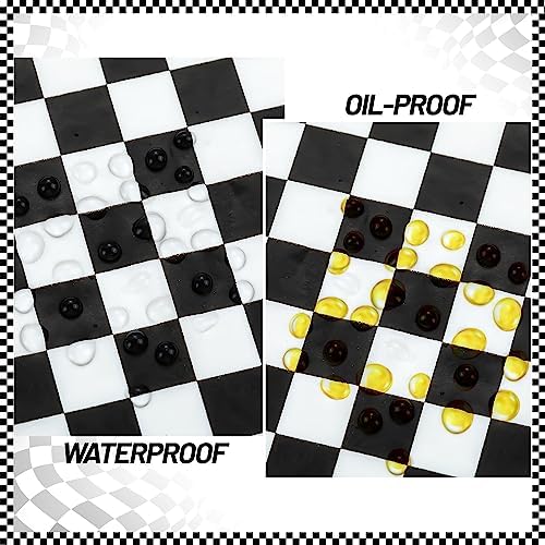 100 Pcs Black & White Checkered Wax Paper Sheets for Food - Image 3