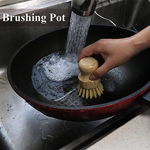 Bamboo Dish Scrub Brush, Kitchen Dish Scrubber Brush Set for Cleaning Dishes,Sink, Cast Iron Pan/Pot - Image 5