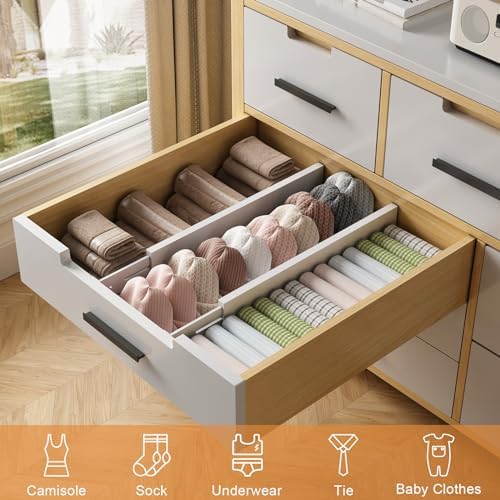Bamboo Drawer Dividers, Adjustable Drawer Organizers, Fits 17.6–21" Drawers - Image 5