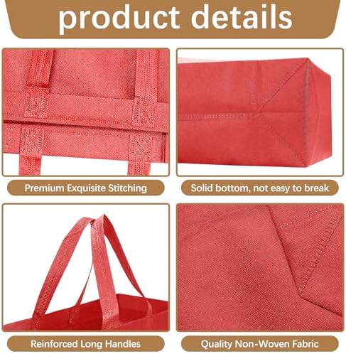 Reusable Grocery Bags 12.6 * 6.3 * 11.8 in - Non Woven Totes Bag with Reinforced Handles, Shopping Bags Bulk - Image 4