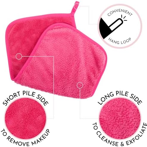S&T INC. Makeup Remover Wipes for Skin Care, Reusable Makeup Wipes or Face Towels, Travel Essentials, Black and Pink, 8 In. by 16 In., 5PK - Image 2