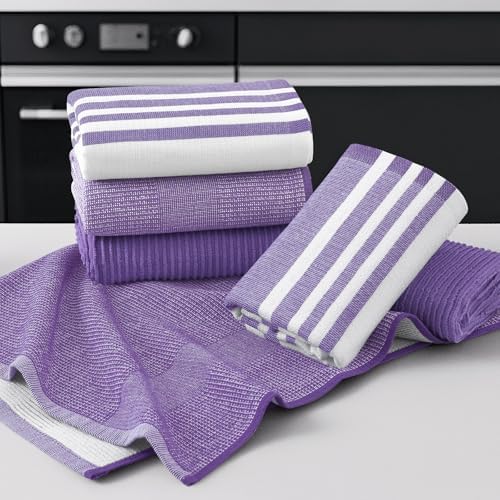 Homaxy Cotton 380 GSM Premium Kitchen Towels, 18"x 28", 9 Pack, Purple - Image 5