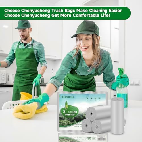 8 Gallon White Trash Bags Biodegradable - Small Garbage Bags 8 Gallon Tall Kitchen Unscented 80count Compostable Recycling Strong Thick Office Waste Basket Medium Liners Bulk Chenyucheng - Image 5