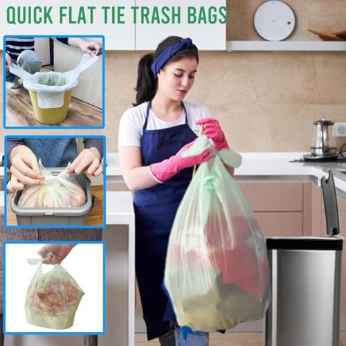 BEIDOU-PAC 13 Gallon Flap Tie Compostable Trash Bags, 200 Count, Compost Bags Tall Kitchen Trash Bags, Sturdy Garbage Bags Food Scrap Waste Bags, ASTM D6400, US BPI Certified, Green - Image 3