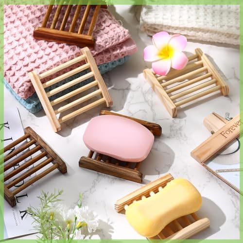 Amyhill 50 Pcs Bamboo Soap Dish Bulk Soap Holder Draining, Charcoal Color - Image 6