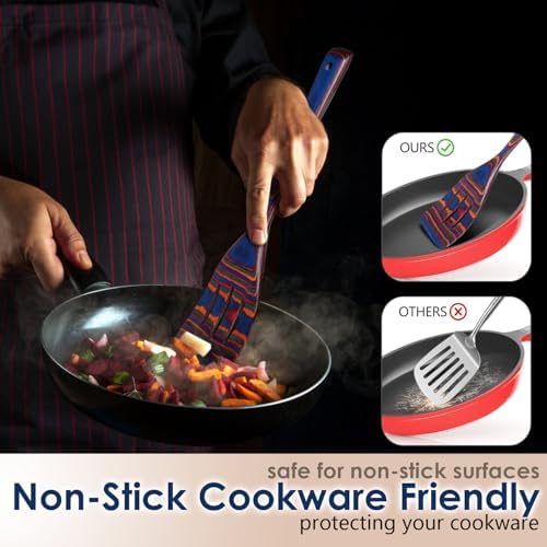 HOWHONG Wooden Spoons for Cooking, 7-Piece Pakkawood Wooden Utensil Set - Image 4