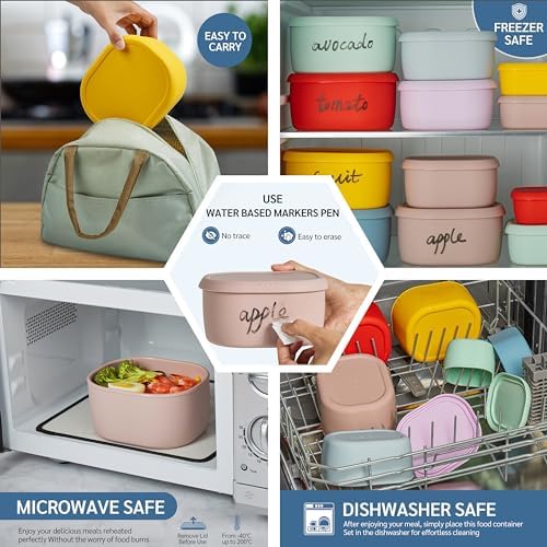 ISSEVE 12Pcs/Set Nesting Silicone Food Storage Containers with Lids - Image 6