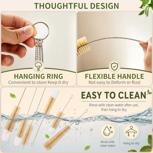 11 Pack Natural Bamboo Bottle Brush Set with Straw Cleaner - Image 6
