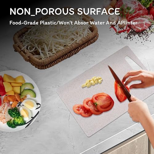 Cutting Board for Kitchen, Wheat Straw Fiber Cutting Board, Dish Washer Safe, w/Juice Grooves for Meat, Veggies, Easy Grip Handle, Non-slip Surface Eco-friendly Serveware Accessories （10‘x6.3’） - Image 6
