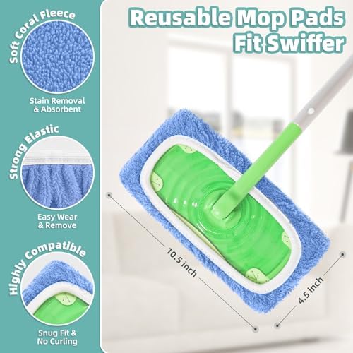 Reusable Mop Pads for Swiffer Sweeper Mop, Microfiber Dry Sweeping Cloth - Image 3