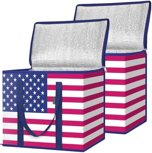 BALEINE Insulated Reusable Grocery Bags with Zippered Top, Large Cooler Bag by BALEINE