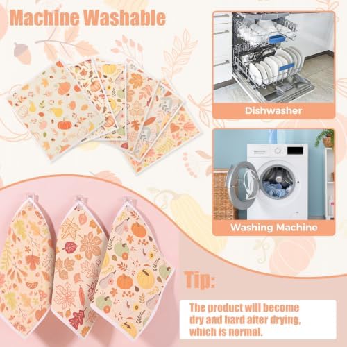 6 Pack Fall Swedish Dishcloths for Kitchen,Autumn Dish Towel with Clip - Image 4
