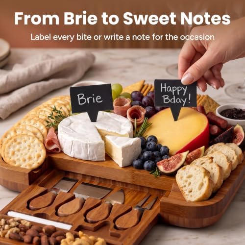 SMIRLY Charcuterie Board Set with Serving Accessories, Bamboo Brown - Image 3