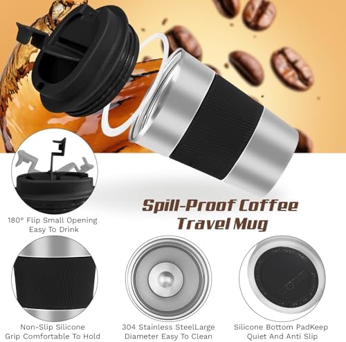 Vacuum Insulated Stainless Steel Travel Coffee Mug,Leak Proof Cup with Lid - Image 3