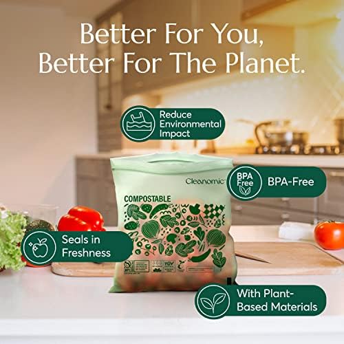 Cleanomic Compostable* Quart Size Food Storage Bags (25 Eco Zip) Freezer and Leak Proof, Also Available Gallon, Snack and Sandwich Size Bags - Image 5