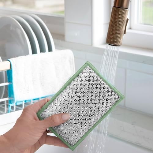 OGGI Bambou Odor-Free Scrubbing Sponges - Natural Scrub Sponges for Dishes, 91% Bamboo-Derived Rayon Cellulose Fiber, Reusable, Absorbent, Durable Scrubbers, Non-Scratch, Washable - 3 pcs, 7x4 - Image 3