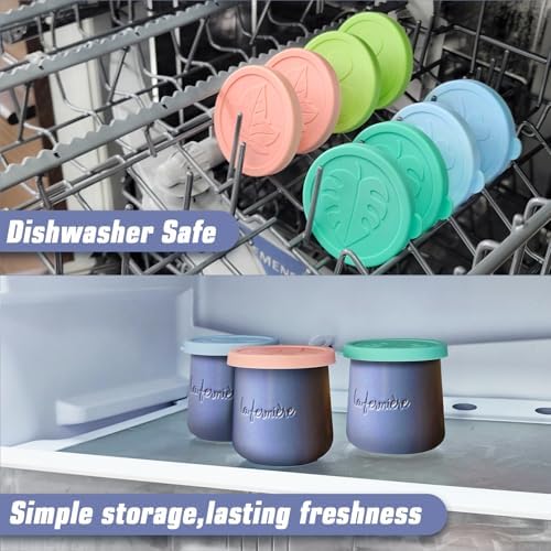 Yogurt Jar Lids for La Fermiere, 8 Pack LFGB Platinum Silicone Covers, Snug Fit Reusable Replacement Lids, Dishwasher Safe - Image 5