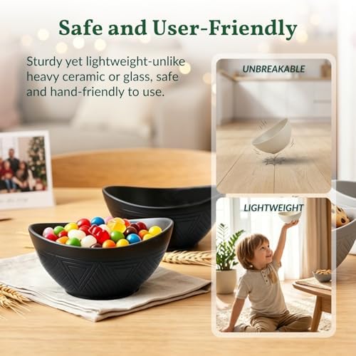 Homienly Unbreakable Snack Bowls,Wheat Straw Small Bowls,10 OZ Plastic Bowls Alaternative for Soup,Chip,Cereal,Microwave & Dishwasher Safe Bowls for Kithcen,Camping,Picnic(6PCS,Grey Stone) - Image 4