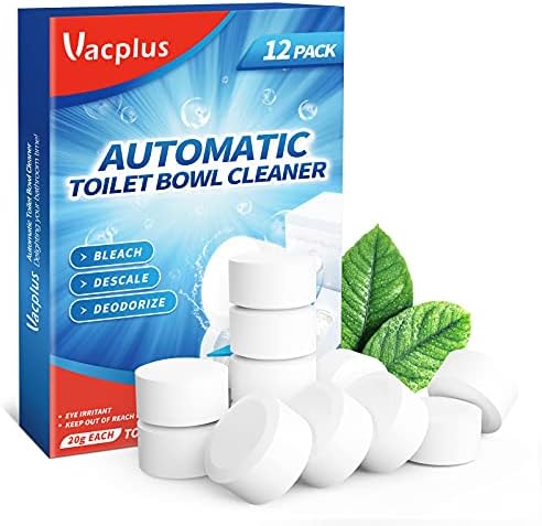 Vacplus Toilet Bowl Cleaner Tablets 12 PACK, Automatic Toilet Bowl Cleaners with Bleach for Deodorizing and Descaling, Bathroom Cleaner Against Tough Stains by Vacplus