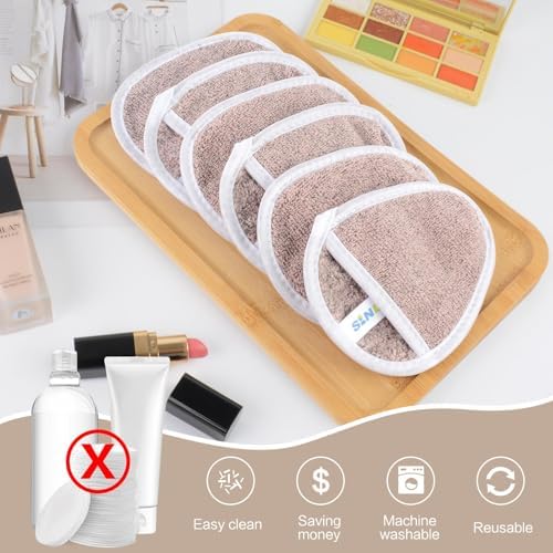 SINLAND Reusable Makeup Remover Pads Brown 12 Pack - Image 5