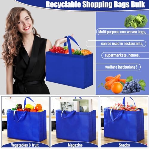 Windyun Reusable Grocery Bags Large Non Woven Shopping Bags with Handles Foldable Portable Tote, 16x6x12 Inch - Image 3