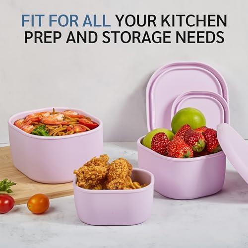 ISSEVE 12Pcs/Set Nesting Silicone Food Storage Containers with Lids, Purple - Image 5