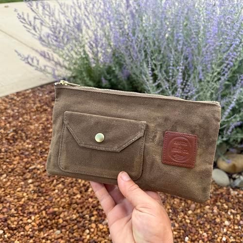 Earth & Fiber Co. Waxed Canvas Toiletry Bag, Compact Slim Design for Traveling, Brown - Image 6