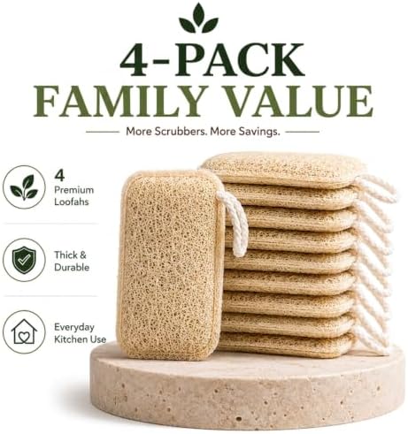 Natural Loofah Dish Sponge (Pack 6) Multipurpose - Image 4