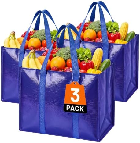 Reusable Grocery Bags, Waterproof & Foldable Shopping Bags Stand Upright by WiseLife