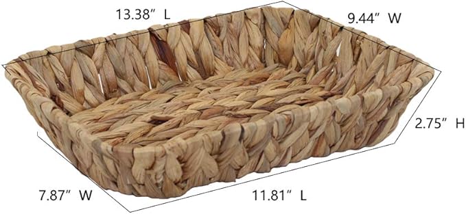 Fruit Tray, Grass Weaving Storage Bins for Fruit or Tea,Arts and Crafts. (RectangleC-1PC)