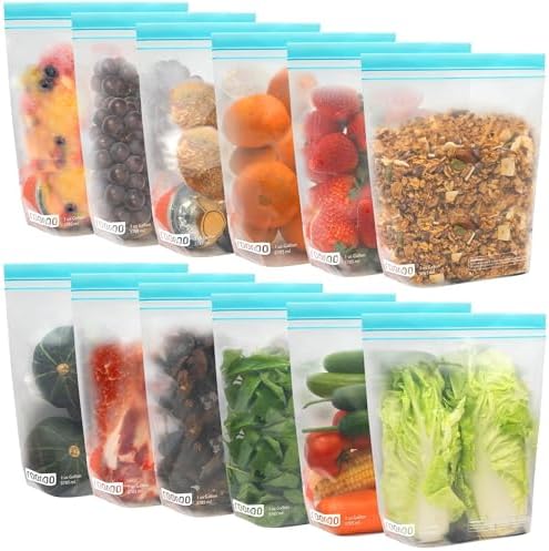 12 Pack Reusable Gallon Freezer Bags Dishwasher Safe BPA Free by roonoo