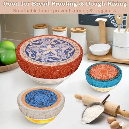 5Pcs Reusable Beeswax Elastic Bowl Covers for Bread Proofing and Food Cover - Image 4