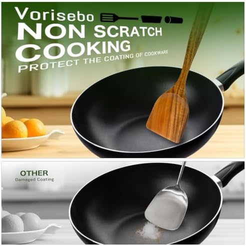 8 Pcs Teak Wooden Utensils Set, Wooden Spoons for Cooking - Image 3