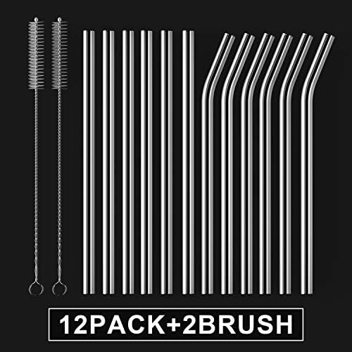 HeykirHome 12-Pack Reusable Glass Straw,Size 8.5''x10 MM,Including 6 Straight and 6 Bent with 2 Cleaning Brush- Perfect For Smoothies, Tea, Juice - Image 2