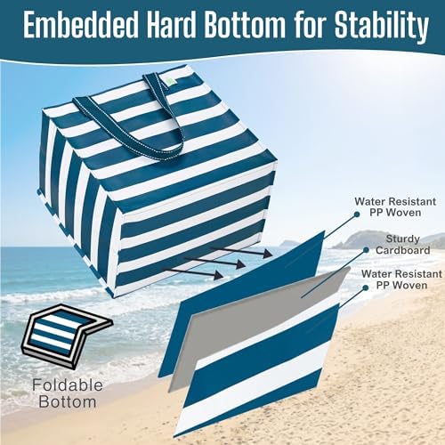 VENO 4 Pack Large Grocery Bag Reusable Shopping Bags with Hard Bottom - Image 3