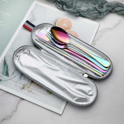 DEVICO Travel Utensils with Case, 5 Piece Portable Silverware Set for Work - Image 3